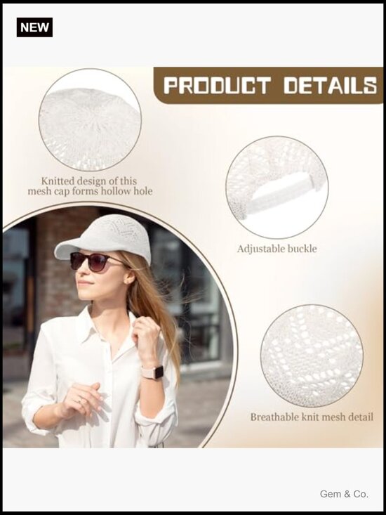 Women\'s Knit Mesh Trucker Baseball Cap Set - Adjustable Breathable Summer Hats main image 6